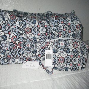 Vera Bradley Bundle LISBON MEDALLION Large Traveler Duffel & Cosmetic bag NWT